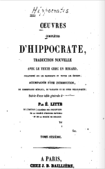 OEUVRES COMPLÈTES D'HIPPOCRATE VI